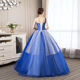 2025 New Blue Stage Performance Suit Ponpong Skirt Photo One-Shoulder Evening Dress Yarn