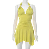 Women's Summer New Sexy Hanging Neck Sleeveless Solid Dress Dress Dress Woman DJPT