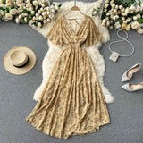 Vacation Dress Summer 2025 New Sexy V To Receive Long-Lost Lanky Chopped Beach Skirt DJPT