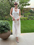 Fashion French Casual Perspective Sleeveless Solid Dresses For Summer 2024 Summer