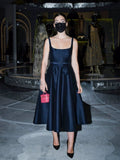 Fashion Goddess Temperament Sexy Sling Square Straight Color Swing Hepburn Dress Dress