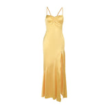 Autumn 2025 New Famous Wind Temperament Sling Dress Open Fork Showing A Long Dress Woman DJPT