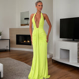 Women's Summer New Solid Color Hanging Neck Sleeveless Back Sexy Dress Woman DJPT