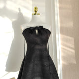 A line Halter Black Holiday Dress Travel Vacation Dresses Short Birthday Dress SD1258
