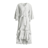 Holiday Dresses In The Wind 2025 Summer New V-Neck Embroidered Button High-Necked Dresses
