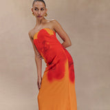 Women's Floral Print Braved Sleeveless Loose Dress Ultra-Long Dress DJPT