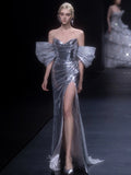Evening Dress Silver Lily Toasting Female Feeling Open Fork Niche High-End Light Luxury Annual Host