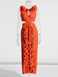 High-Sensing Dress Woman 2025 New Deep V-Neck Hollow Open Fork Dress Dress Dress