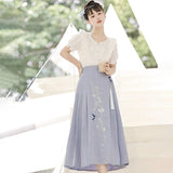Design Jade Words Hanfu Women Chinese Style Daily Improvement Han Element Half Dress Set 6804