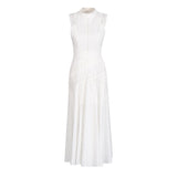 Style Dress 2025 Spring And Summer New Sleeveless Collar Sexy Lace Hollow Lotus Leaf Dress