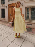 Summer Women's New Temperament Hanging Neck Solid Color Elegant Sexy Dress