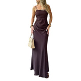 Sexy Fashion Show-Back Comfortable Solid Color Sling Dress In Autumn 2024