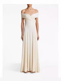 Temperament Sexy Word Collar Twisted Folds Folded White Evening Dress Dress Dress Dress Dress Woman