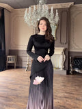 Autumn New Famous Wind Dye Repair Gradient Pressure Folding Long Dress Woman