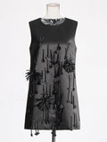 Elegant Famous Style Dress 2025 Summer New Niche Collar Three-Dimensional Flower Tuxedo Dress Woman