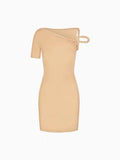 With The Same Bare Beige Elasticity Design Twilight Shoulder Repair Kite Dress Woman 2024
