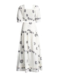 Retro Resort Style Two Sets Of 2025 Summer New Square Collar Bubble Sleeve Top High Waist Half-Dress Suit Woman