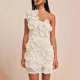 Hanging Neck Three-Dimensional Holiday Wind Flower Dress 2024 Summer New HZ0628