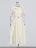 Temperament Famous Style Dress 2025 Summer New Nail Drill Three-Dimensional Flowers Hollow Waist Thin Dress