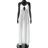 Women's Summer New Net Yarn Perspective Sling Rope Dew Sexy Dress DJPT