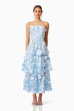 New Flower Three-Dimensional Decoration Solid Color Tarnish Sleeveless Long Dress Woman