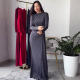 Sexy Fashion Round Collar Folds To The Waist To Repair The Solid Color Temperament Dress