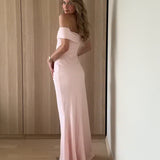Summer New Shoulder-Opened Women's Temperament Evening Dress Dress HZ0628