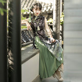 Yan No Return To Hanfu Women's Chinese Style Improvement Han Element Cheongsam Jacket Half Skirt Set 8979