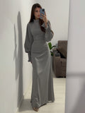 Autumn New Folding Belt Design Court Style Dress