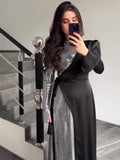2024 Fashion Temperament Long Sleeve Splicing Squint Design Fake Two-Piece Dress