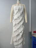 New Dress Temperament Wooden Ear Sling Skirt Open Word Shoulder Dress