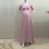 Woman Sexy Front Circle Long-Sleeved Flowers L Splicing Chiffon Skirt Pregnant Woman Photo Skirt 1174 Maternity