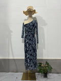 Women's Clothing 2025 Autumn New Snake Print Long-Sleeved Bag Hip Sexy Dress