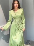 2024 New Strap To The Waist Long-Sleeved V-Neck To Repair The Famous Dress
