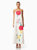 Stitching Three-Dimensional Decoration 2025 New Sling Skirt Loose Waist Long Solid Color Dress Women's Summer