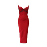 Sexy V-Neck Nail Beaded Diamond Sling Banding Dress Dress For The Party Party