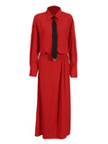 Elegant Style Dress Spring 2025 New Collar Tie Sexy High-Waist Opening Dress Dress Woman