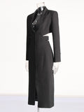 Temperament Catwalk 2025 Spring New V-Neck Long-Banded Belt With Small Suit Jacket Women's Clothing