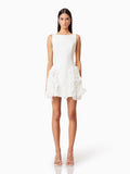 Sweet Pink Petal Spliced Sling Sling Waist Top Design Is Beautiful To Receive Short Waist Dress