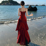 Summer New Lotus Leaf Side Hanging Dress Birthday Party Dress Dress Holiday Beach Dress
