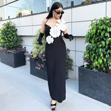 New Sexy Brat Banded Dress Flowers Diamond Open Fork Party Dress Long Dress