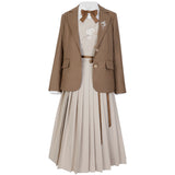 Design Haitang Whisper China Fenghan Element College Wind Coat Shirt Sling Skirt Set 6705