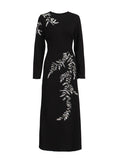 Temperament Elegant Style Dress 2025 Summer New Round Neck Nail Bead Splicing Slim Slim Dress Dress Woman