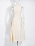 Feel Dress Woman 2025 New Vietnamese Style Design Feeling Waist Thin Sleeveless Splicing Long Dress