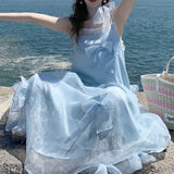 Double-Layered Bow Dress Sweet Seaside Holiday Dress 2024 New