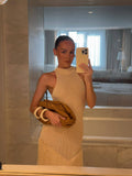 2025 Women's New Sexy Sleeveless Knitted Tweed Long Dress HZ0628