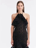 Model 2025 Summer New Sexy Tight Dress Body Body To Collect Waist Hollow Long Dress Woman