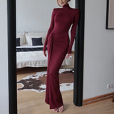 And Winter Fashion Sexy High Open Fork Strap Bag Hip Dress New Hottie High-Collar Dress
