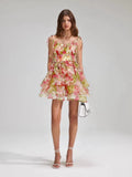 Niche 2024 Summer New Sling With Sling Bow Prints Short Princess Skirt