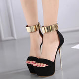 The Sky High Sexy Night Club 16Cm Ultra-High Heel Single Shoes Women's Word Sandal Shoes Show Car Model High Heels High Quality Shoes
